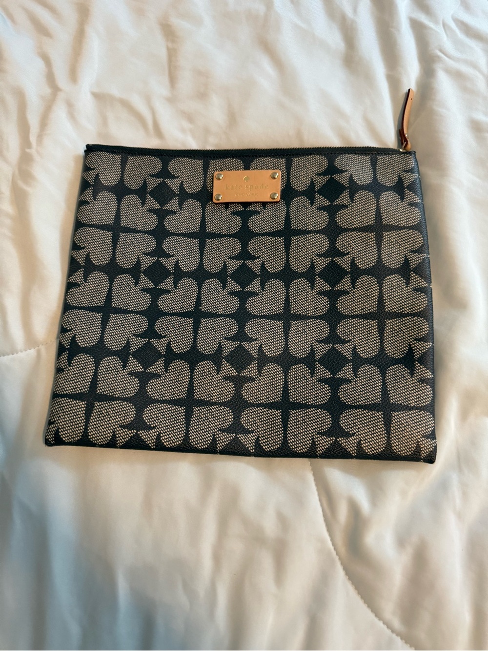 Kate Spade Adrianne Ace of Spade  Navy Patterned Zip Pouch